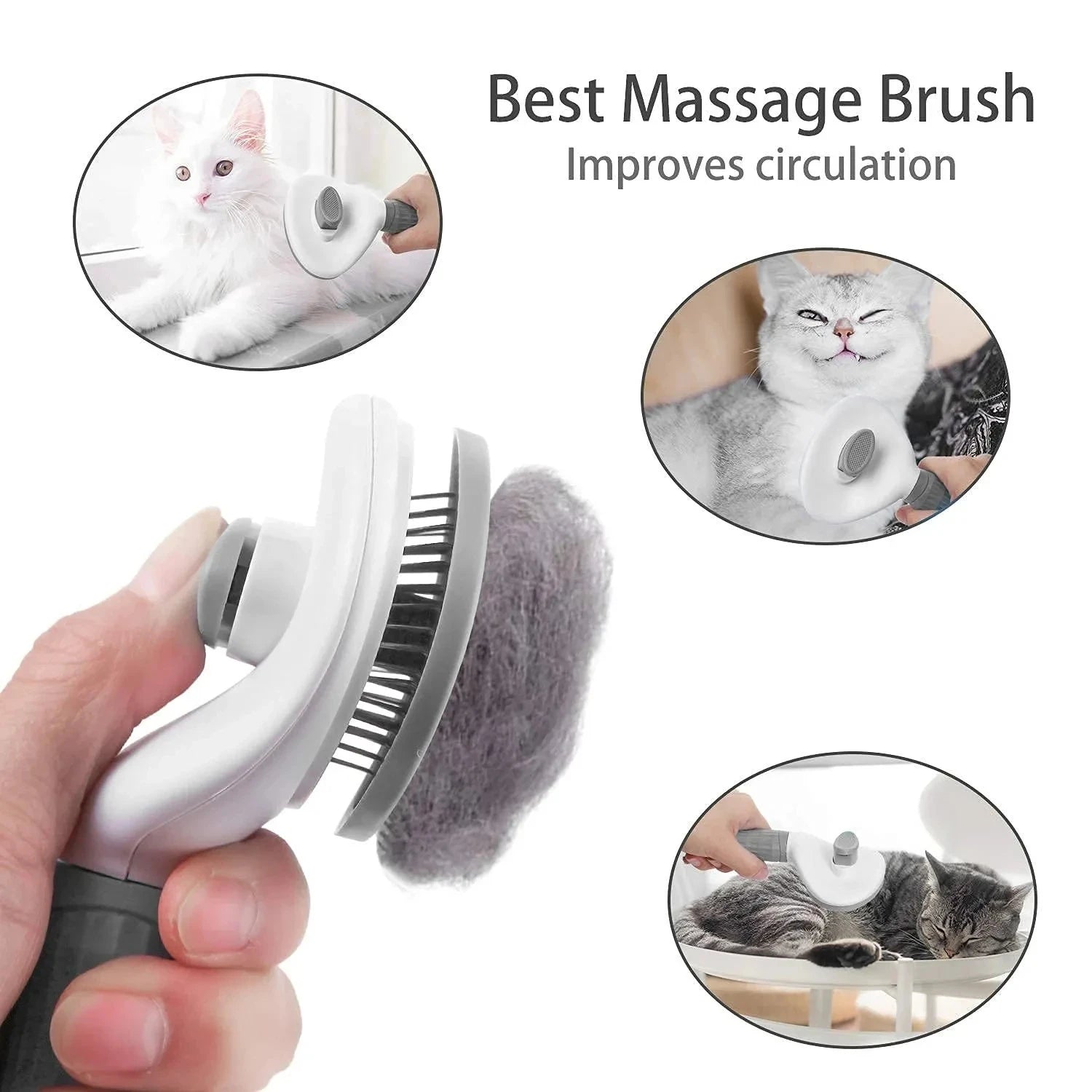 Dog Grooming Brush with Easy Clean Button.