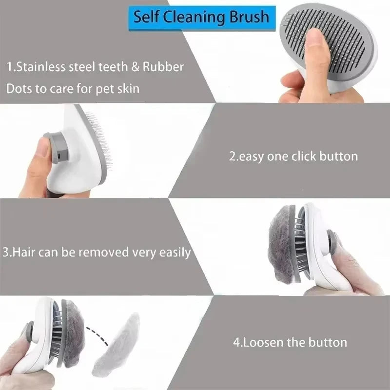 Dog Grooming Brush with Easy Clean Button.