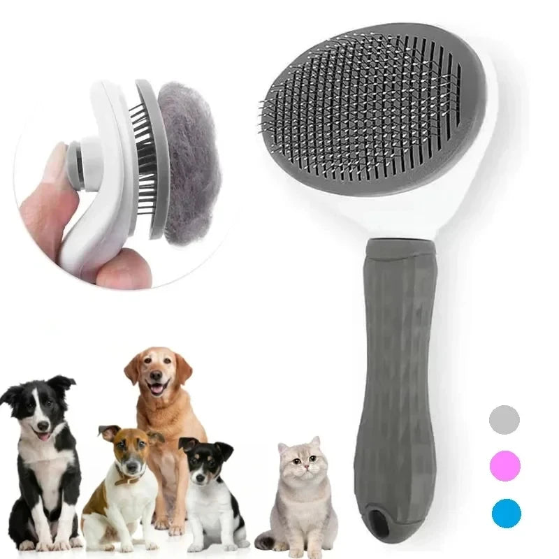 Dog Grooming Brush with Easy Clean Button.
