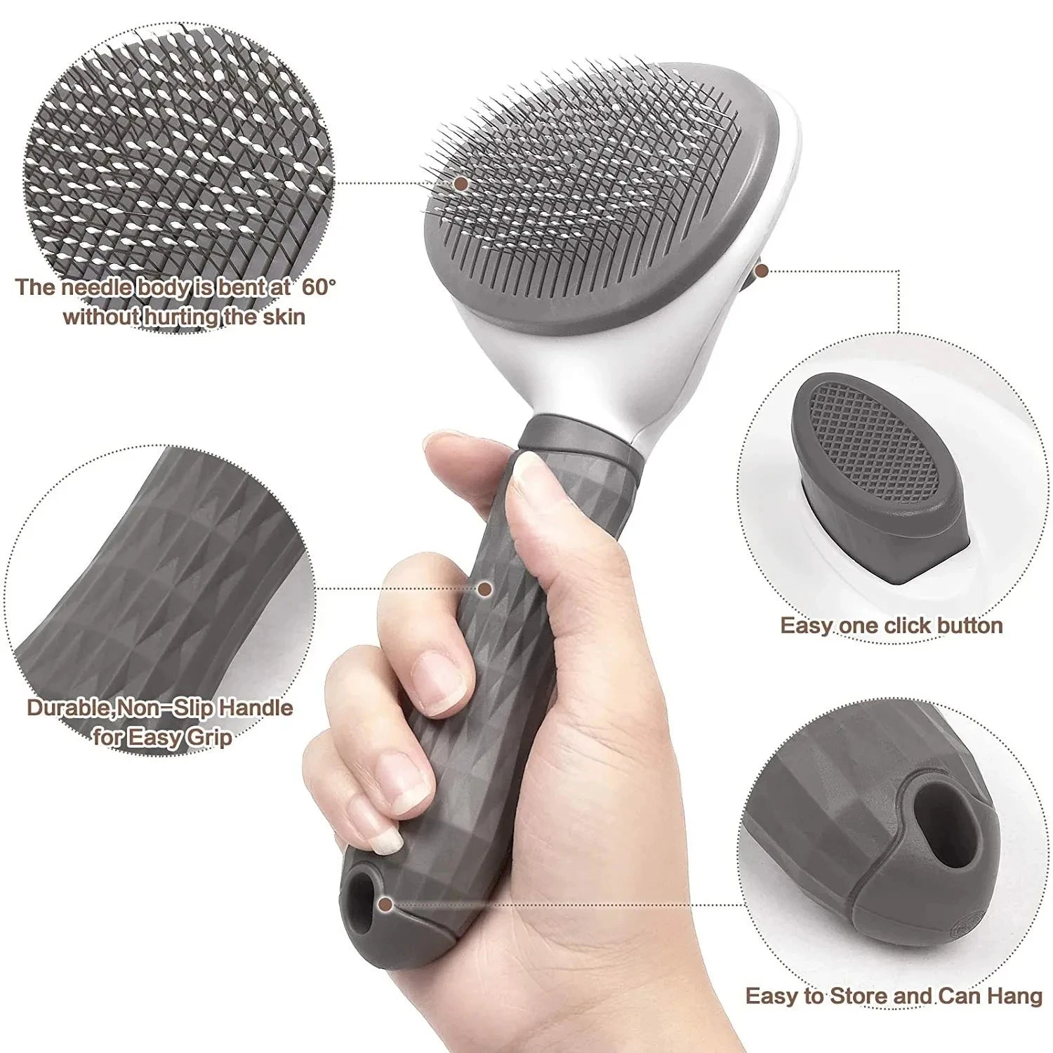 Dog Grooming Brush with Easy Clean Button.