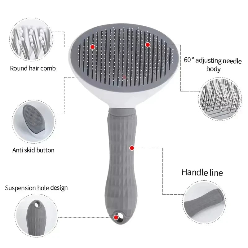 Dog Grooming Brush with Easy Clean Button.