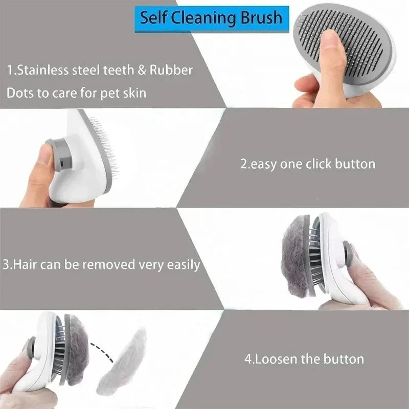 Dog Grooming Brush with Easy Clean Button.