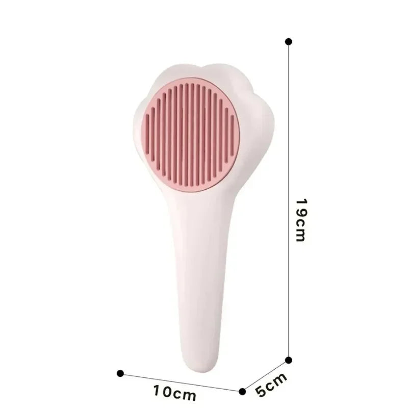 White pet grooming brush with round pink comb insert; product size shown