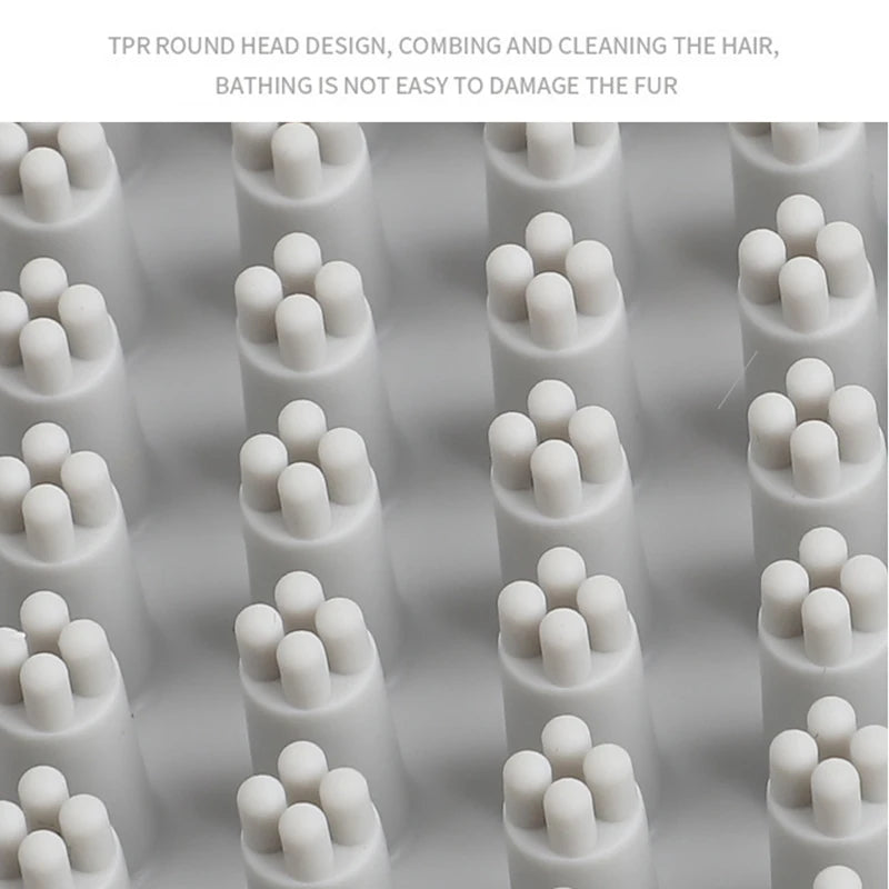 White rubber pet brush head with dense round nubs for bathing and grooming