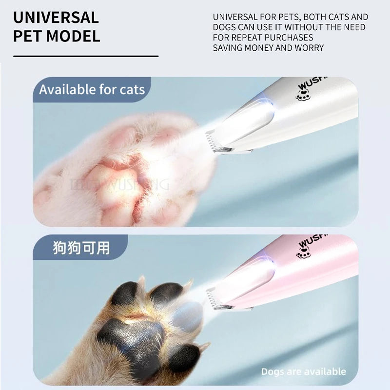Pet electric groomer trimmer, LED light, white and pink handheld units