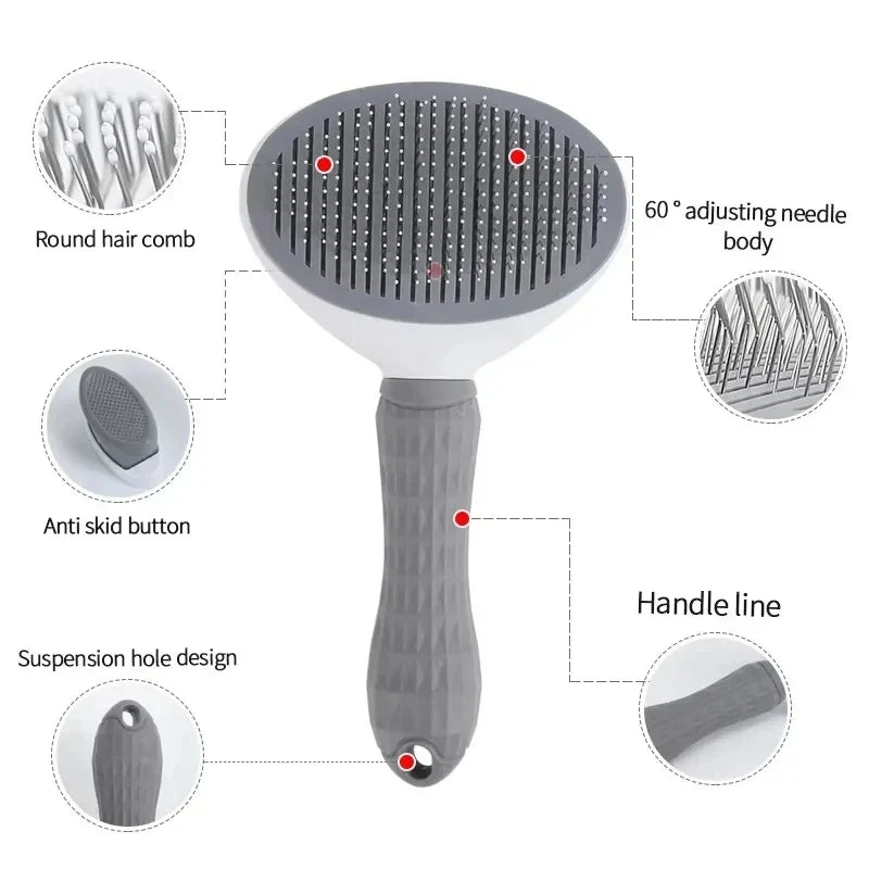 Dog Grooming Brush with Easy Clean Button.