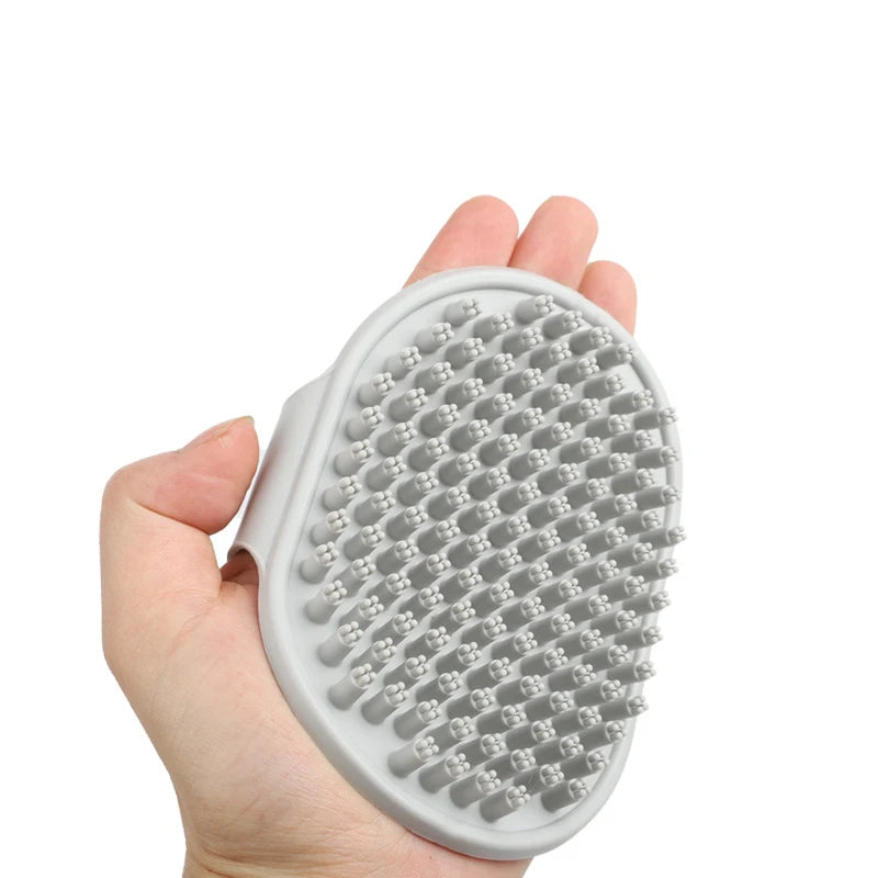 Light gray rubber pet bath brush head with dense round massage nubs