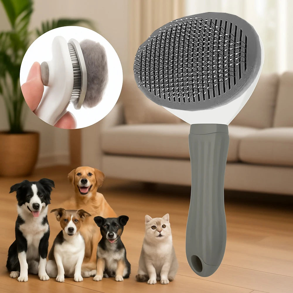 Dog Grooming Brush with Easy Clean Button.