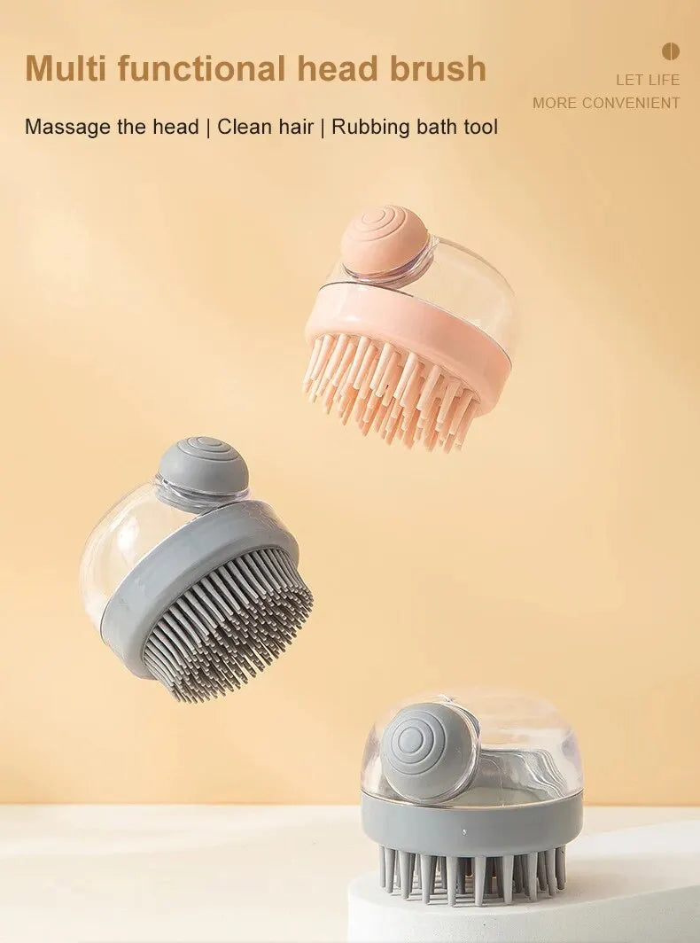 Multi-head pet bath brush set with pink and grey silicone massage brushes