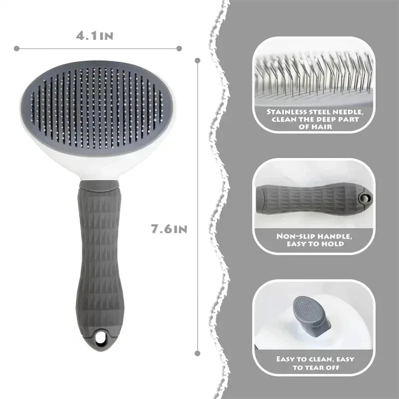 Dog Grooming Brush with Easy Clean Button.