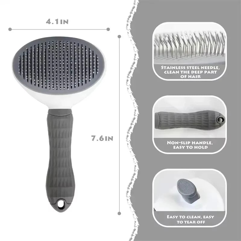 Dog Grooming Brush with Easy Clean Button.
